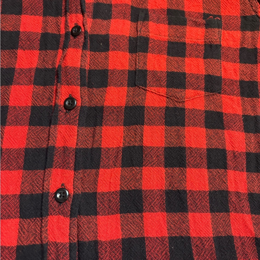 Ralph Lauren Denim & Supply Top Medium RL Tomboy Red Black Buffalo Plaid Rustic - Picture 12 of 16